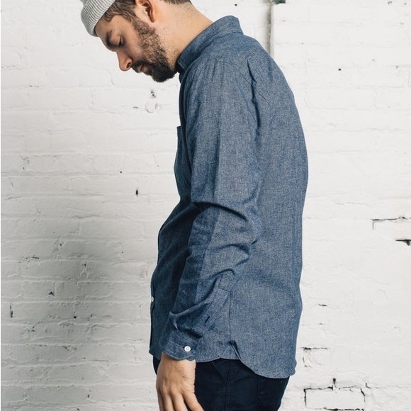 Apolis Indigo Flannel Button Down, Indigo/XL - Picture 2 of 6